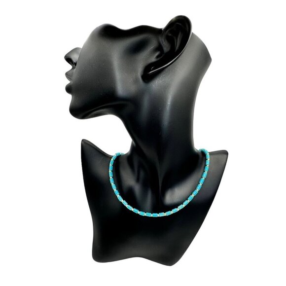 NWT Boho Beaded Choker Necklace Turquoise & 18K Gold Plated Beads 16” Western - Picture 6 of 11